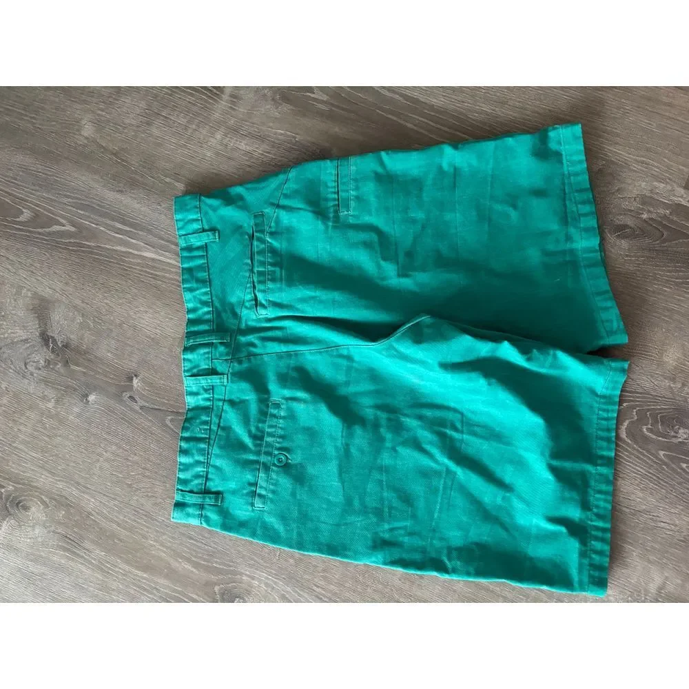 Burnside Green Flat Front‎ Chino Shorts Classic Summer Style